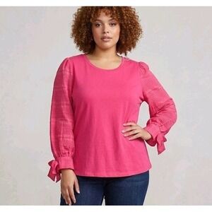 Cato Blouse Top Size 18/20W Pink Long Statement Sleeves